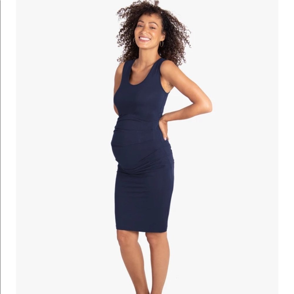 Ingrid & Isabel ruched maternity tank dress teal small
